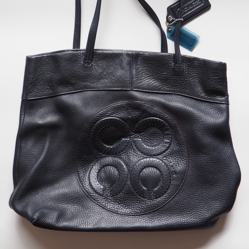 Authentic Navy Leather Coach Bag